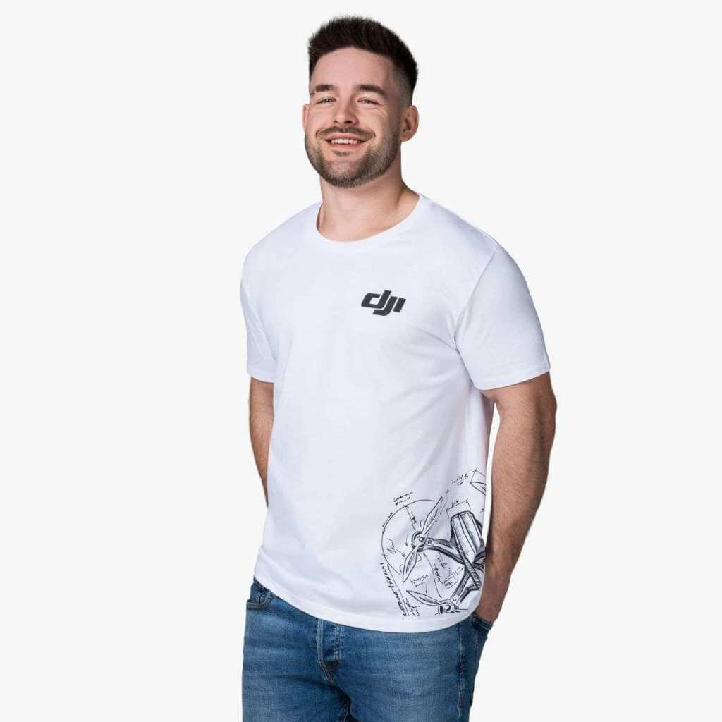 DJI Triko bílé - dron bok - S 